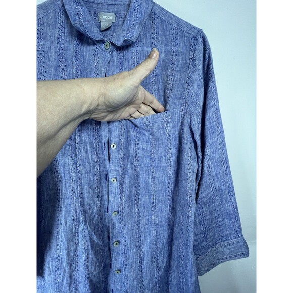 Chicos Blue No Iron 100% Linen 1.5 M 10 Natural Fibers - Picture 3 of 9